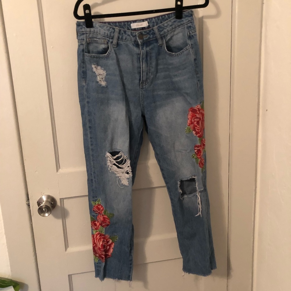 floral boyfriend jeans